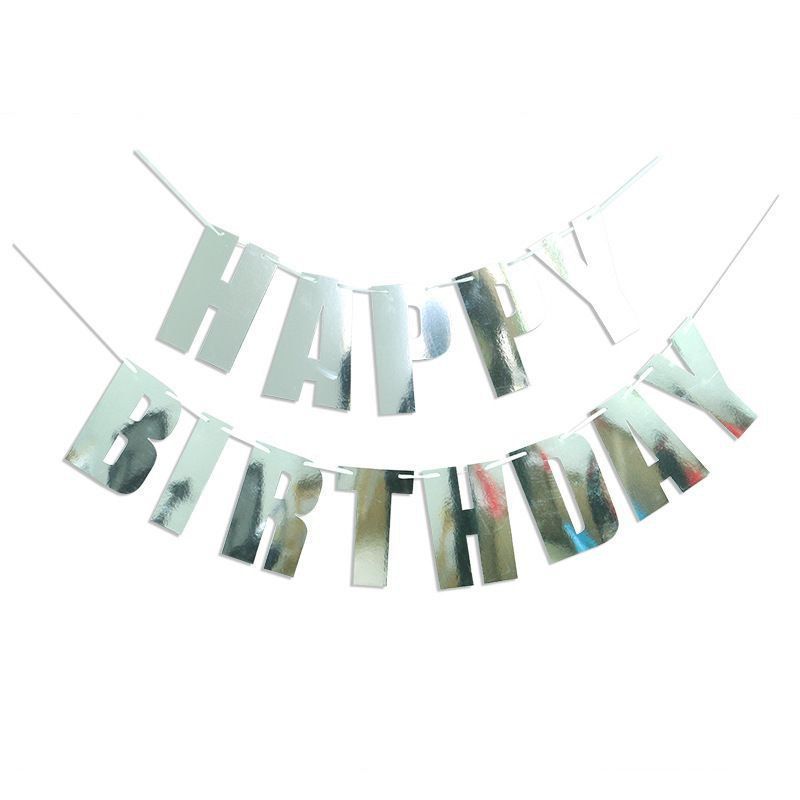 Надпись картонная фольгированная 18х10 см Happy Birthday печатная Серебро 999838389431 фото