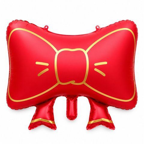 Шар фольгированный фигурный 59х47 см Бант матовый Красный с золотом 0007102 фото