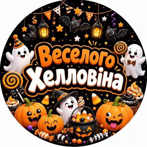 Міні банер артборд 50 см Веселого Хелловіна Цукерки або Життя Чорний і помаранчевий 0007886 фото