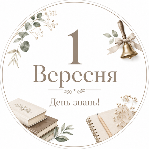 Міні банер артборд 50 см на 1 вересня День знань з дзвіночком Зелений 0007355 фото