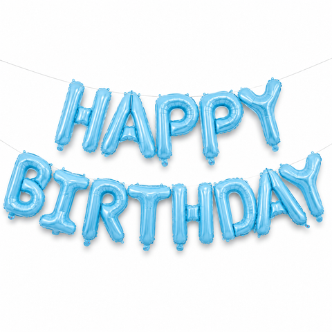 Куля фольгована напис надувний 40 см Happy Birthday Блакитний 823691004121 фото