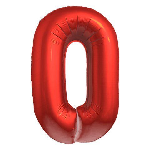 Шар фольгированный фигурный Цифра 0 40" 100 см Сатин красный 08714 фото