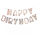 Надпись картонная 11х16 см Happy Birthday контур Розовое золото 07857 фото