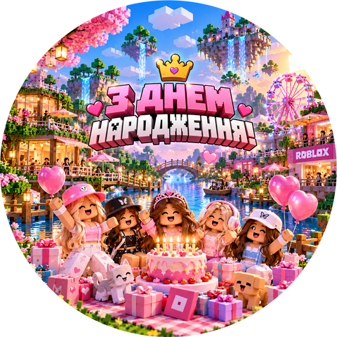 Мини баннер артборд Роблокс День рождения девочки Разноцветный 0008298 фото