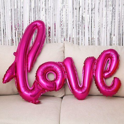 Куля фольгована напис надувний 108х64 см LOVE Фуксія 07871 фото