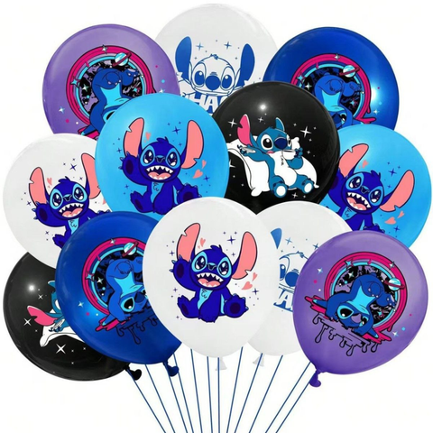 Шары латекс 12&Prime; 30 см с рисунком Стич Ассорти Упаковка 10 шт Белый и голубой 12778 фото